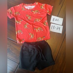 Bums and Roses Bamboo Tiger Shirt and Shorts Set 18-24M